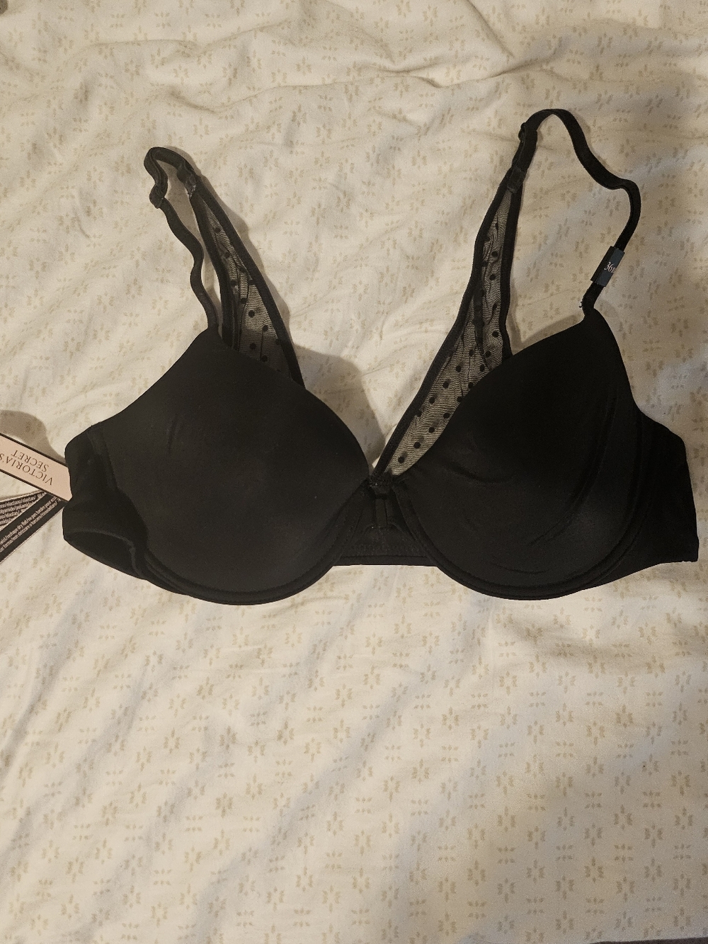 🆕️VICTORIA'S SECRET Sheer Heritage Dot Push-Up Bra Black